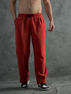 FUGAZEE Solid Men Red Track Pants