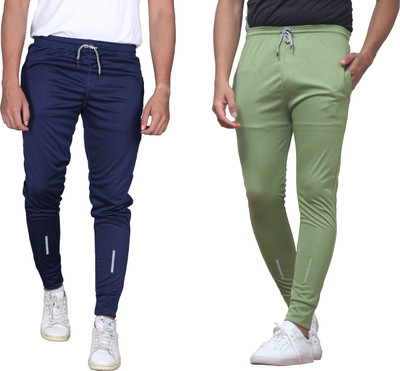 Clotvin Striped Men Grey, Green Track Pants