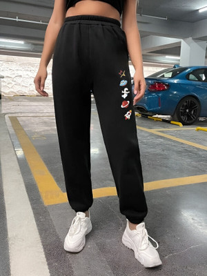 FLYNOFF Solid Women Black Track Pants