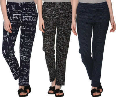 Weboasis Printed, Self Design Women Blue, Black, Grey Track Pants