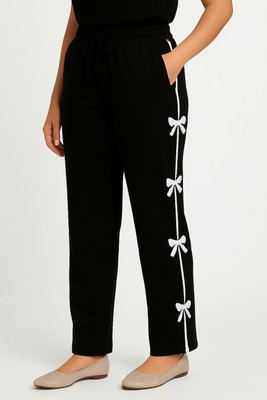 FLASH BOLD Solid Women Black Track Pants