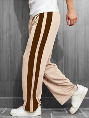 Jump Cuts Solid Men Beige Track Pants