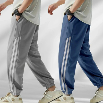 METRONAUT Striped Men Grey, Blue Track Pants