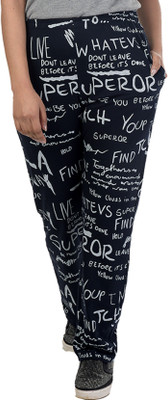 HouseOfCommon Printed Women Dark Blue Track Pants