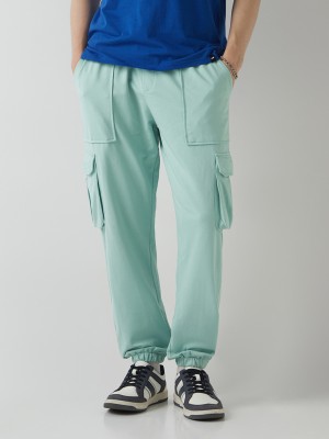 BEWAKOOF Solid Men Green Track Pants