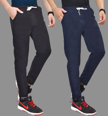 FAINTER Solid, Striped Men Blue, Black Track Pants