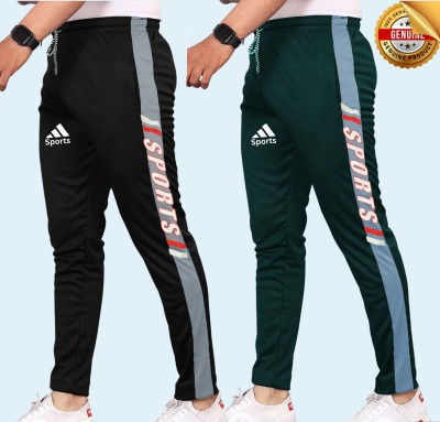 RK Costing Self Design Men Black, Dark Green Track Pants