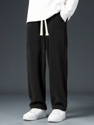 KAJARU Self Design Men Black Track Pants
