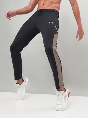 TECHNOSPORT Colorblock Men Black Track Pants