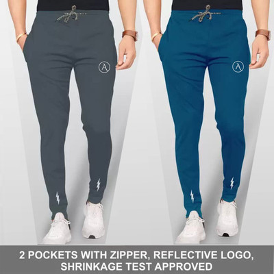 ANAND Printed Men Grey, Blue Track Pants
