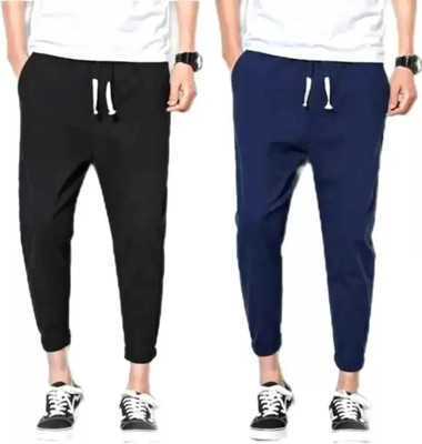 SHMARRT Solid Men Dark Blue, Black Track Pants