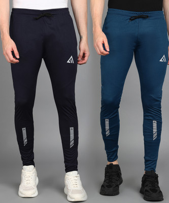 Adrenex Striped Men Blue, Dark Blue Track Pants