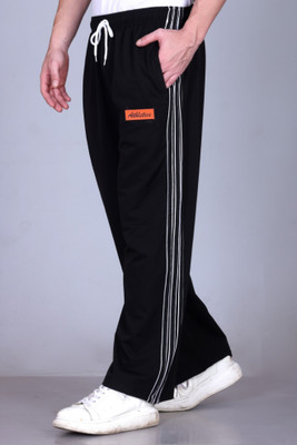 HVBK Striped Men Black Track Pants