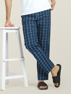 XYXX Checkered Men Blue Track Pants