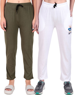 FASHIONHOUSETS Solid Women Green, White Track Pants