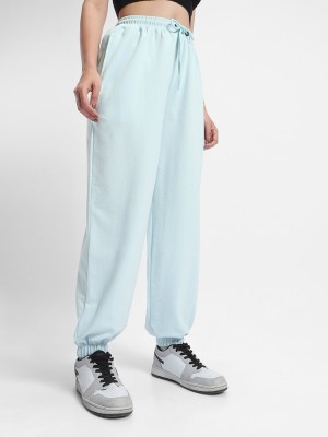 BEWAKOOF Solid Women Blue Track Pants