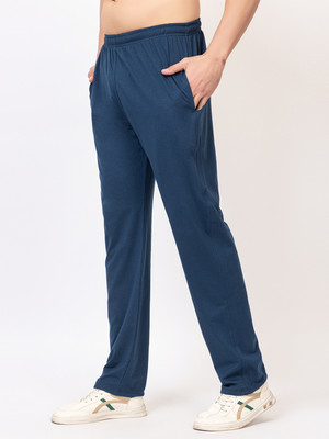 Zeffit Solid Men Blue Track Pants