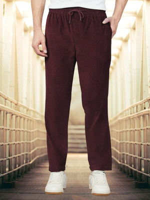 HouseOfCommon Solid Men Purple Track Pants