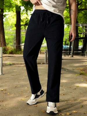 MOJAMEDI Solid, Self Design Men Black Track Pants