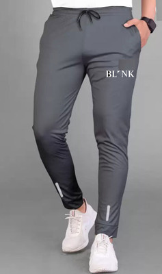 BLYNK Solid, Self Design Men Grey Track Pants