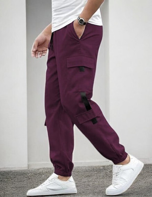 Kesaria Textile Company Self Design Men Maroon Track Pants
