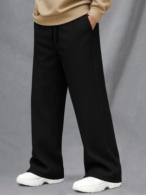 TRIPR Solid Men Black Track Pants