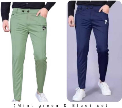 Navaso Solid Men Green, Blue Track Pants