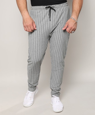 Instafab Plus Striped Men Grey Track Pants