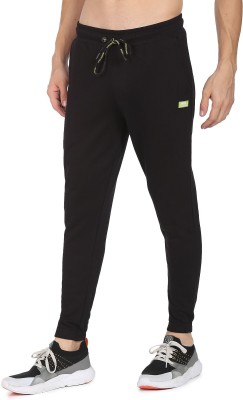 FLYING MACHINE Solid Men Black Track Pants