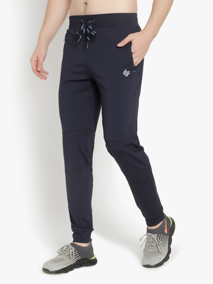 John Ally Solid, Embellished, Self Design Men Blue Track Pants