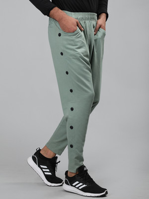 CHKOKKO Solid Men Green Track Pants