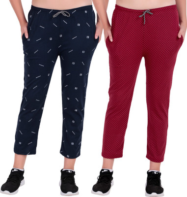 DSKIP COLLECTION Printed Women Dark Blue, Red Track Pants