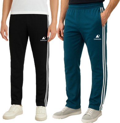 Diwazzo Graphic Print Men Black, Light Blue Track Pants