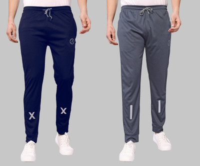 ANAND Self Design Men Dark Blue, Grey Track Pants