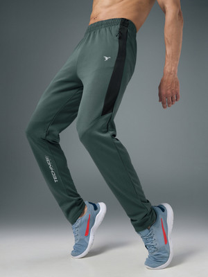 TECHNOSPORT Colorblock Men Green Track Pants