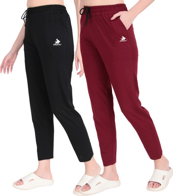 SEAPRINT Solid Women Black, Maroon Track Pants