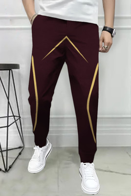 TRIPR Printed Men Maroon Track Pants