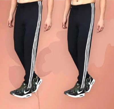 MASTERY Striped Men Black Track Pants