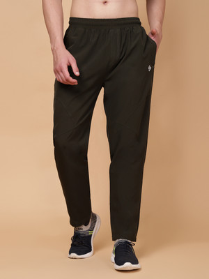 John Ally Solid Men Green Track Pants
