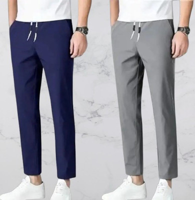 UNIANTA Solid Men Grey, Blue Track Pants