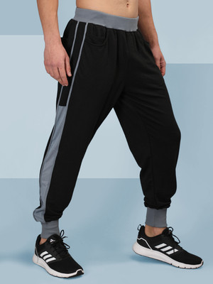 CHKOKKO Colorblock Men Black Track Pants