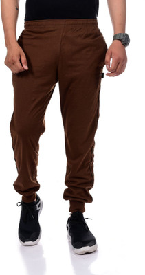 Zeffit Solid Men Brown Track Pants