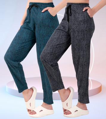 GAA Printed Women Blue, Grey Track Pants