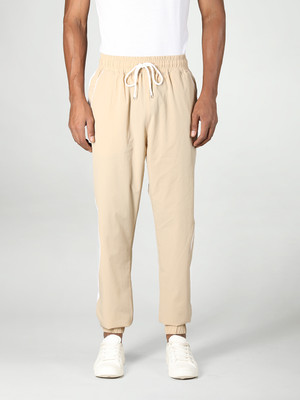 CHKOKKO Solid Men Beige Track Pants