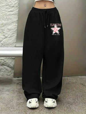 OCHub Printed Women Black Track Pants