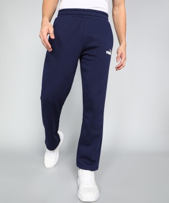 PUMA ESS Logo Pants Solid Men Blue Track Pants