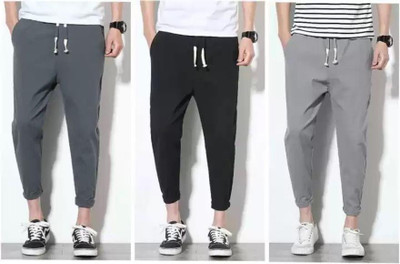 SG Simla Garments Solid Men Black, Grey Track Pants