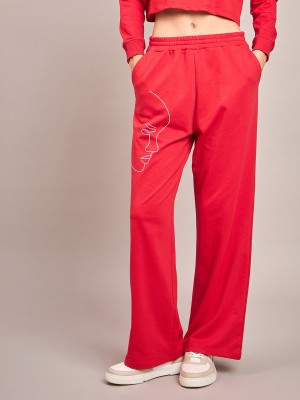 SASSAFRAS Printed Women Red Track Pants