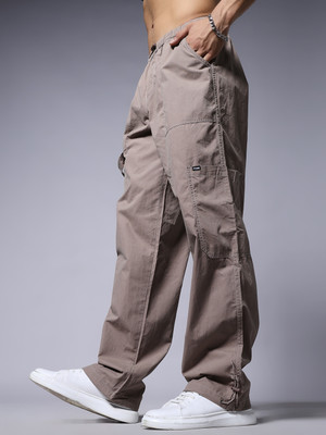 Pronk Solid Men Brown Track Pants