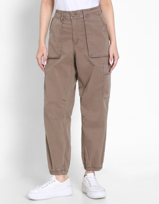 American Eagle Solid Women Brown Track Pants